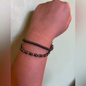 Elegant Black Beaded Bracelet Set